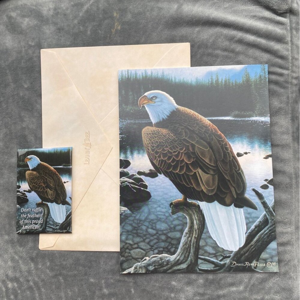 EAGLE PORTRAIT VTG Daniel Renn Pierce Birthday Greeting Card Magnet Leanin' Tree